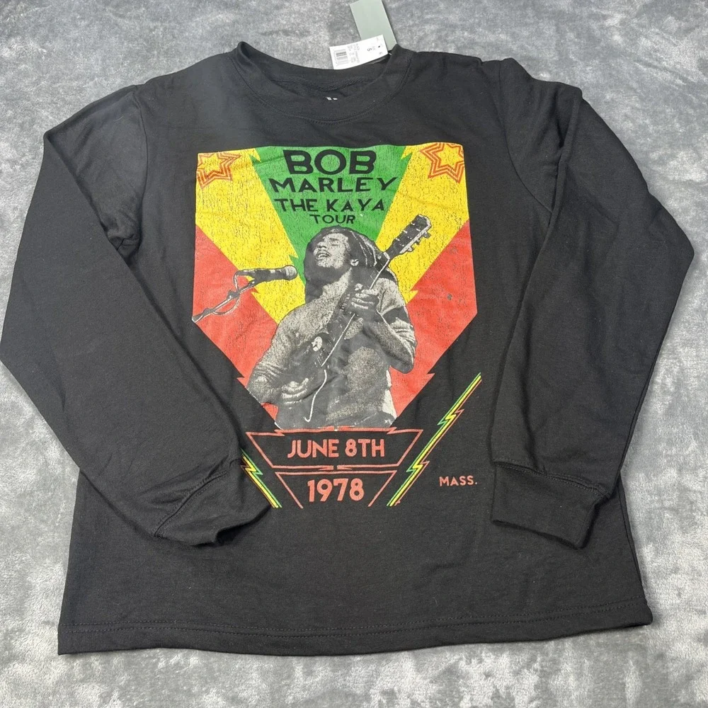 Bob Marley Zion Thermal Men‎ Small Black Fleece Knit Sweater Long Sleeve NEW